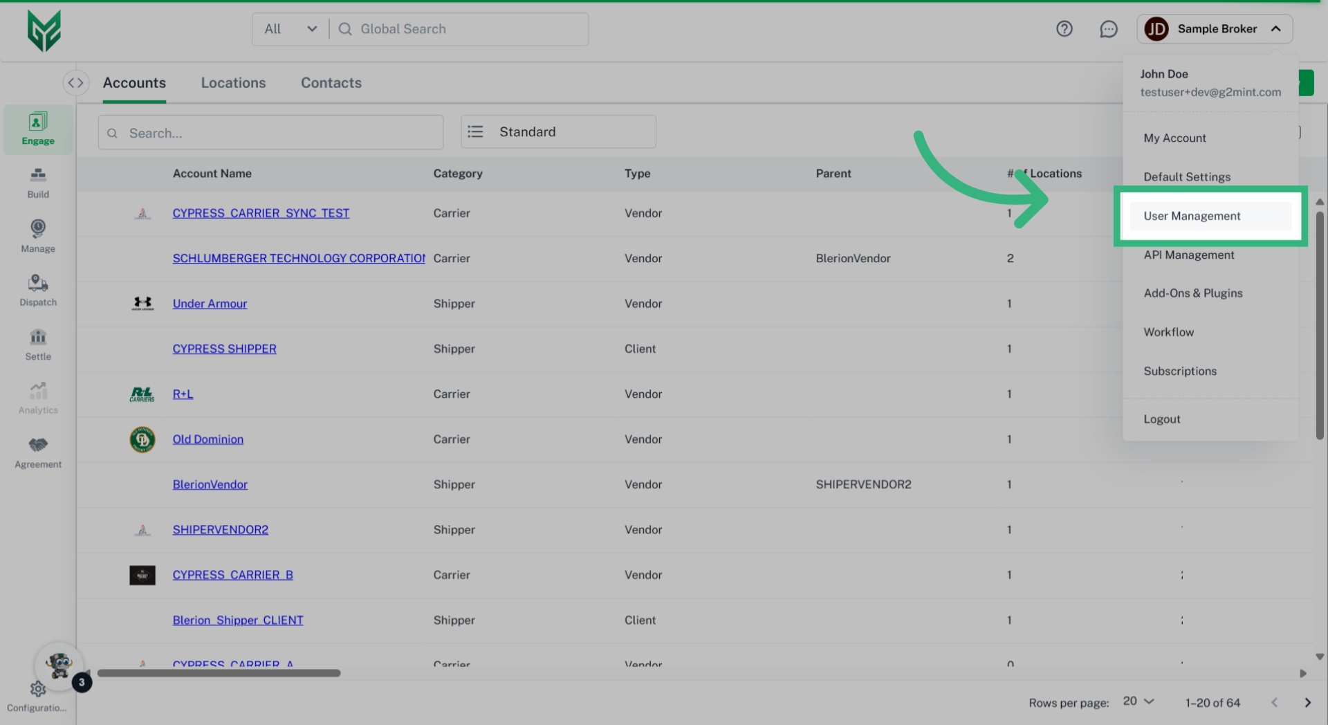 Click 'User Management'
