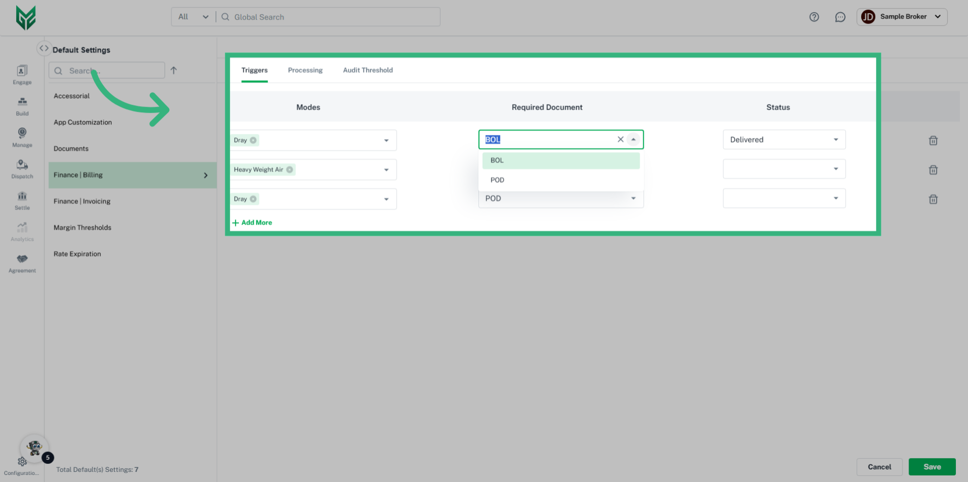 Enter 'Trigger' details