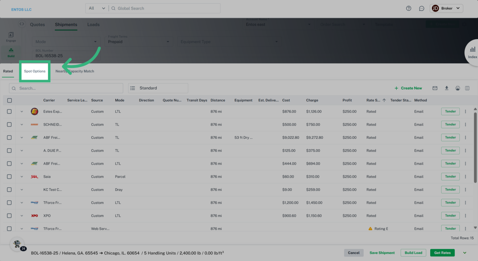 Click 'Spot Options'