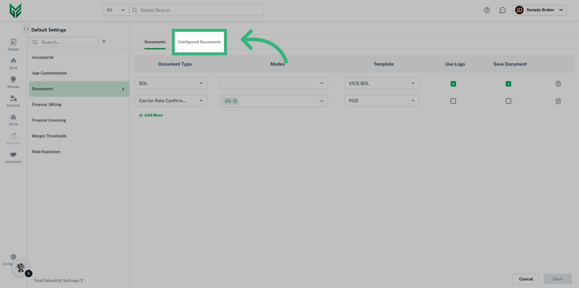 Click 'Configured Documents'