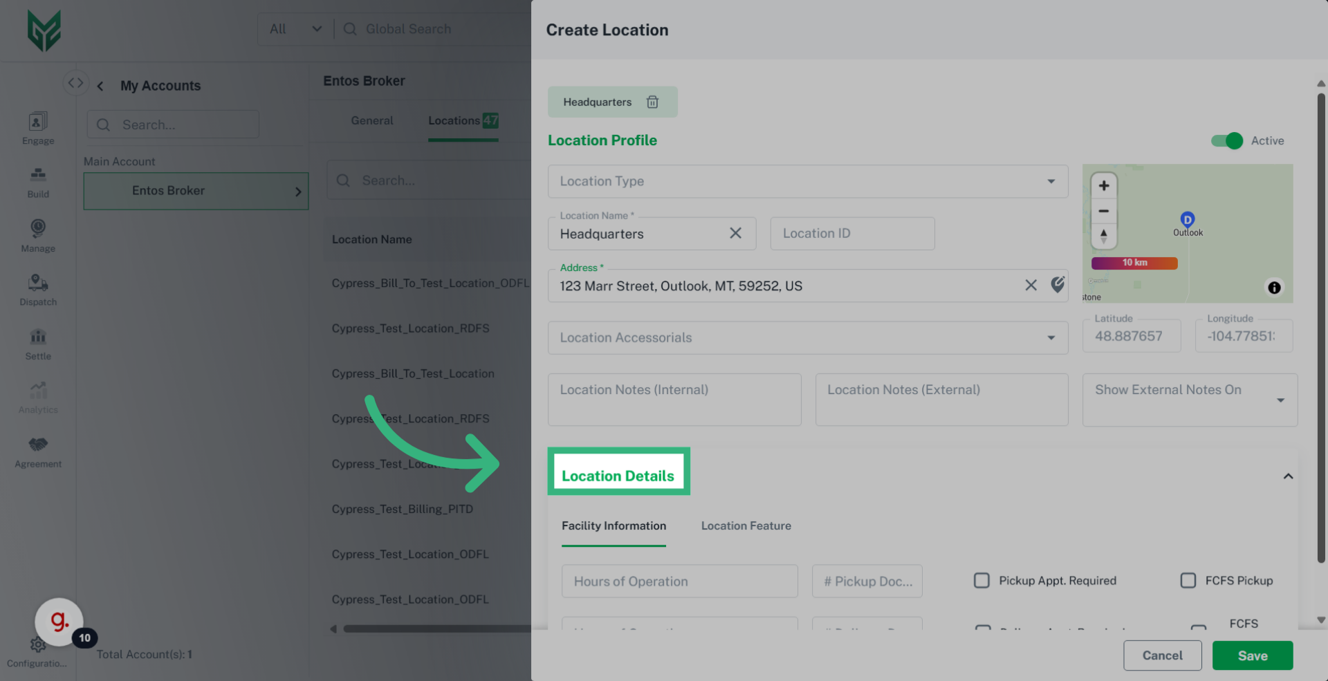 Enter Location Details