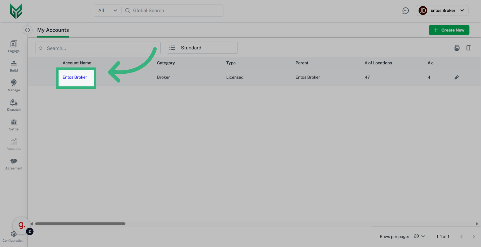 Click desired Account Name