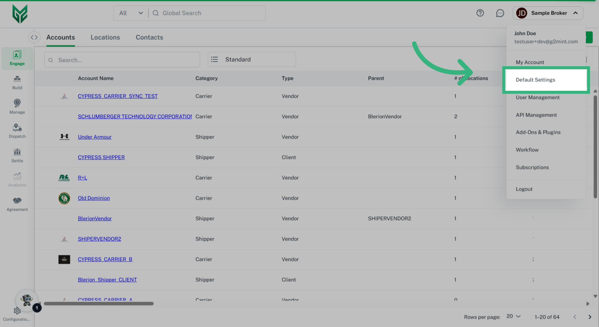 Click 'Default Settings'