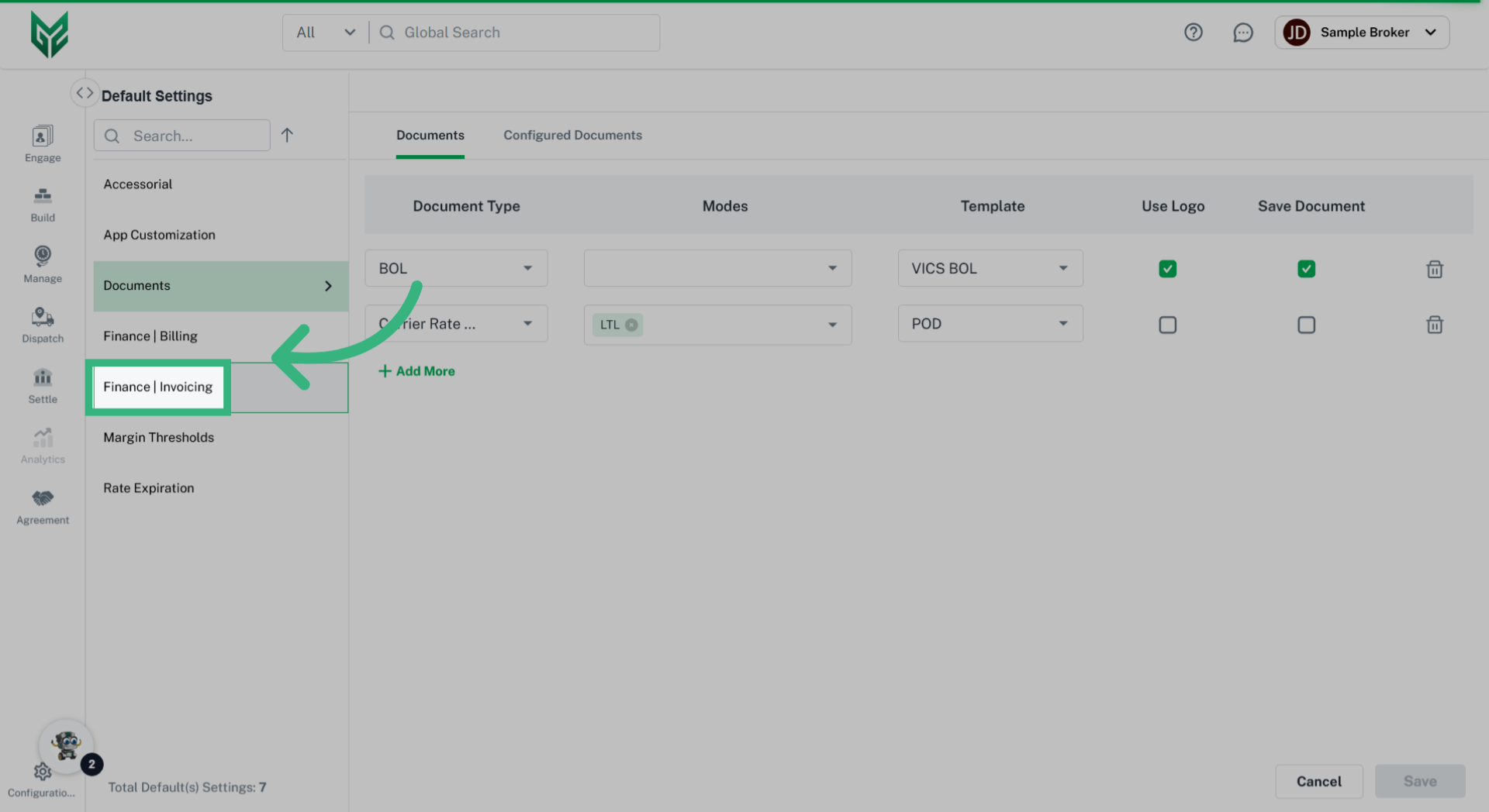 Click 'Finance | Invoicing'