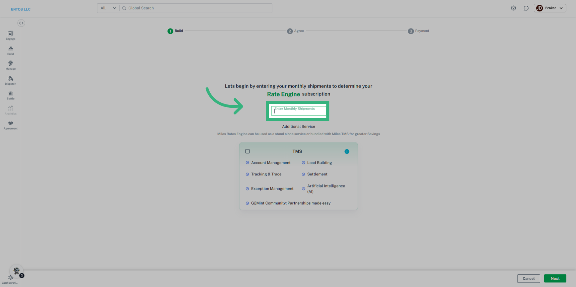 Click 'Enter Monthly Shipments'