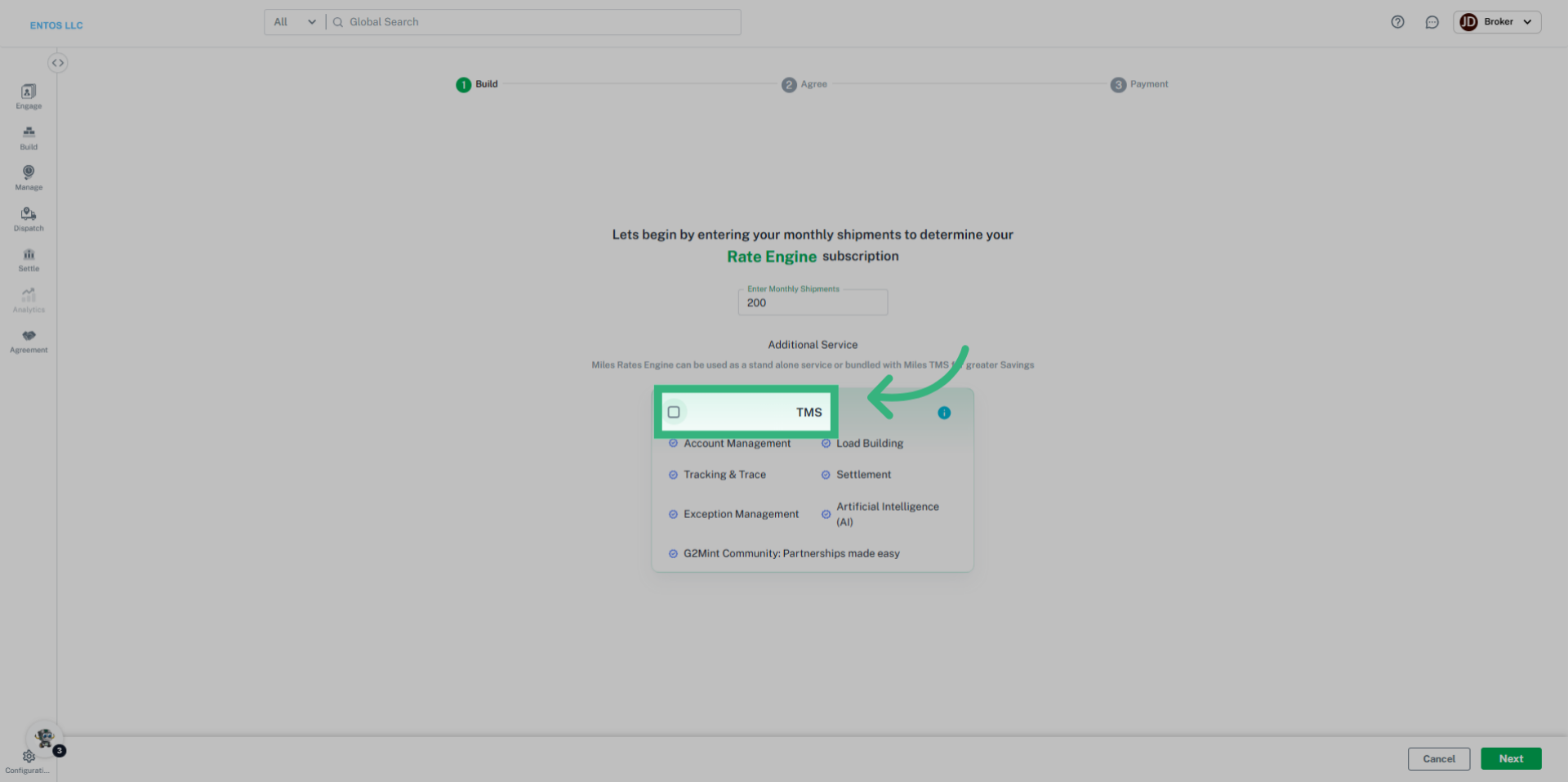 Select TMS if desired