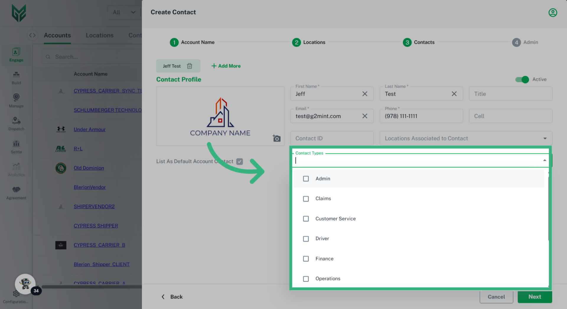 Select 'Contact Types'