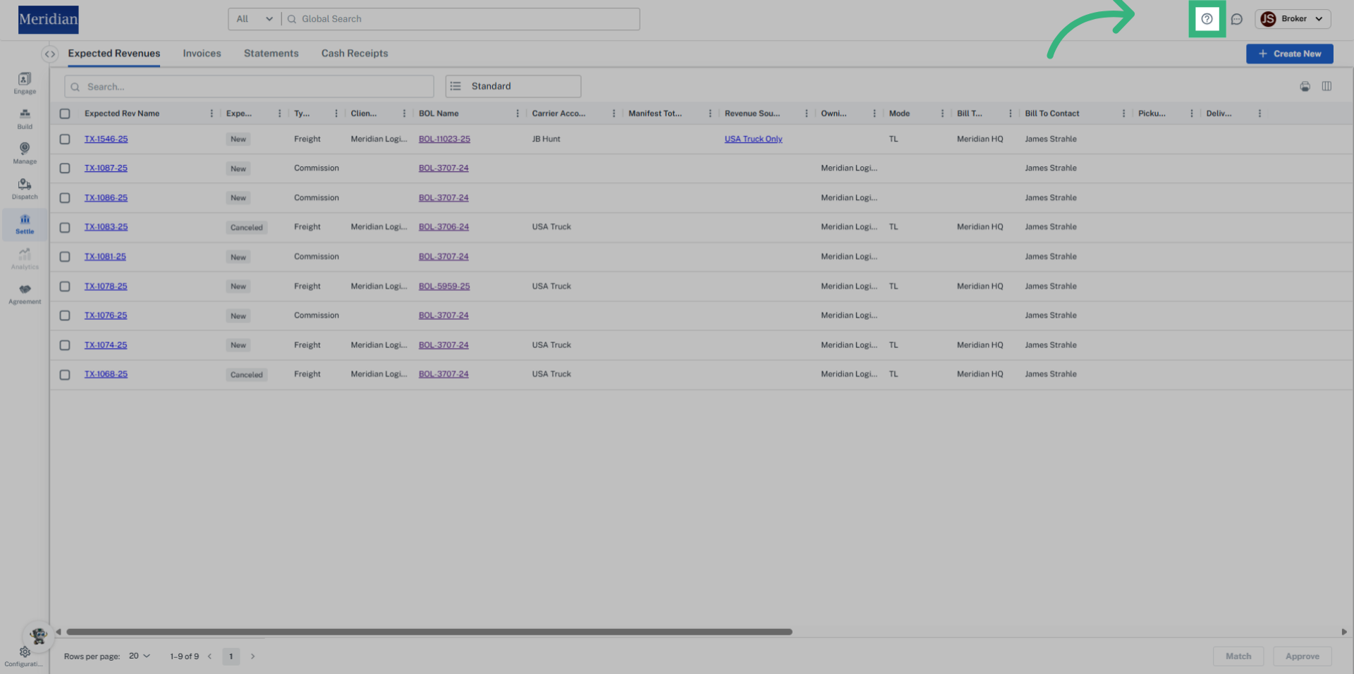 Click on the question mark icon