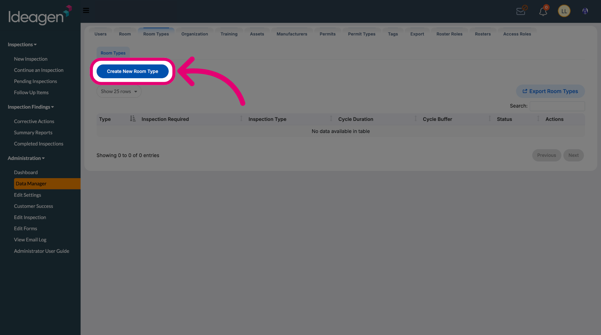 Click 'Create New Room Type'