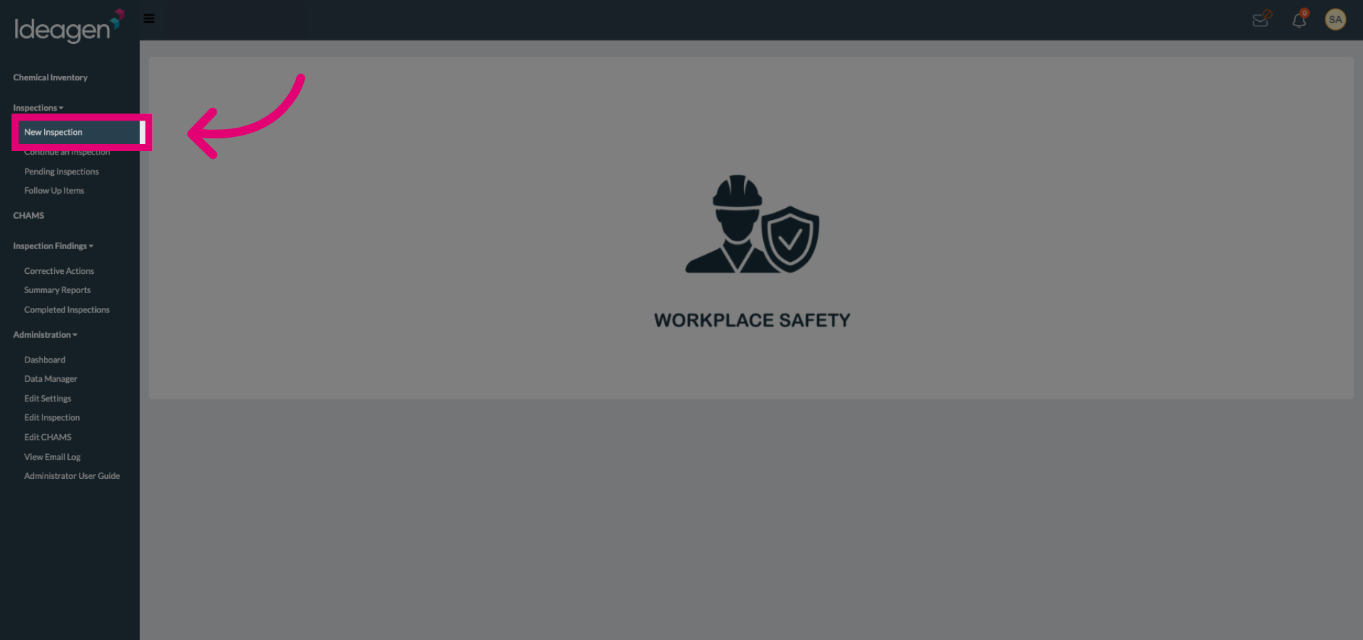 Select New Inspection Button