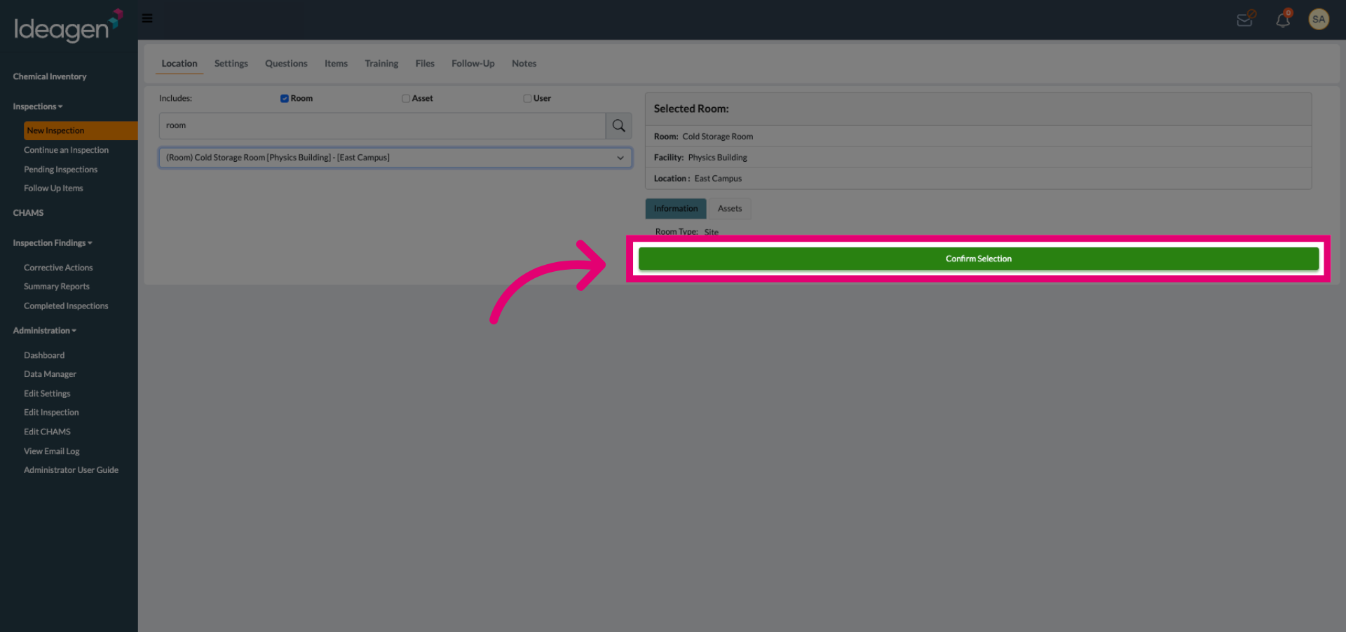 Confirm Object Selection