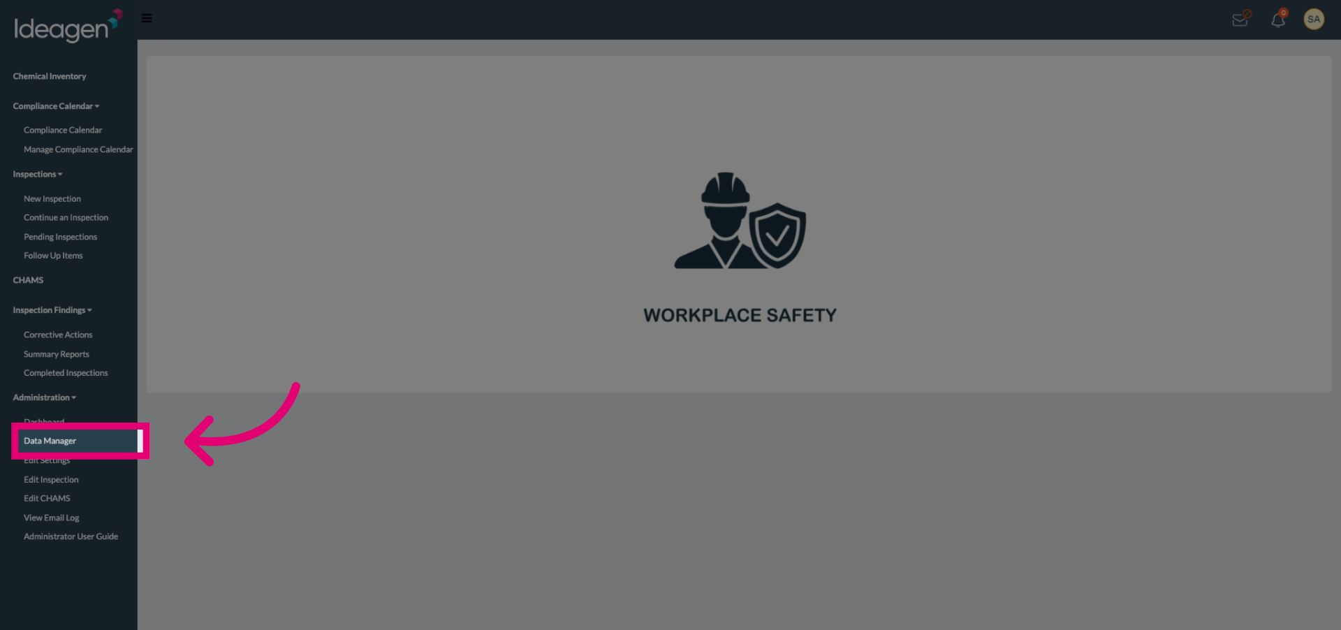Navigate to Data Manager