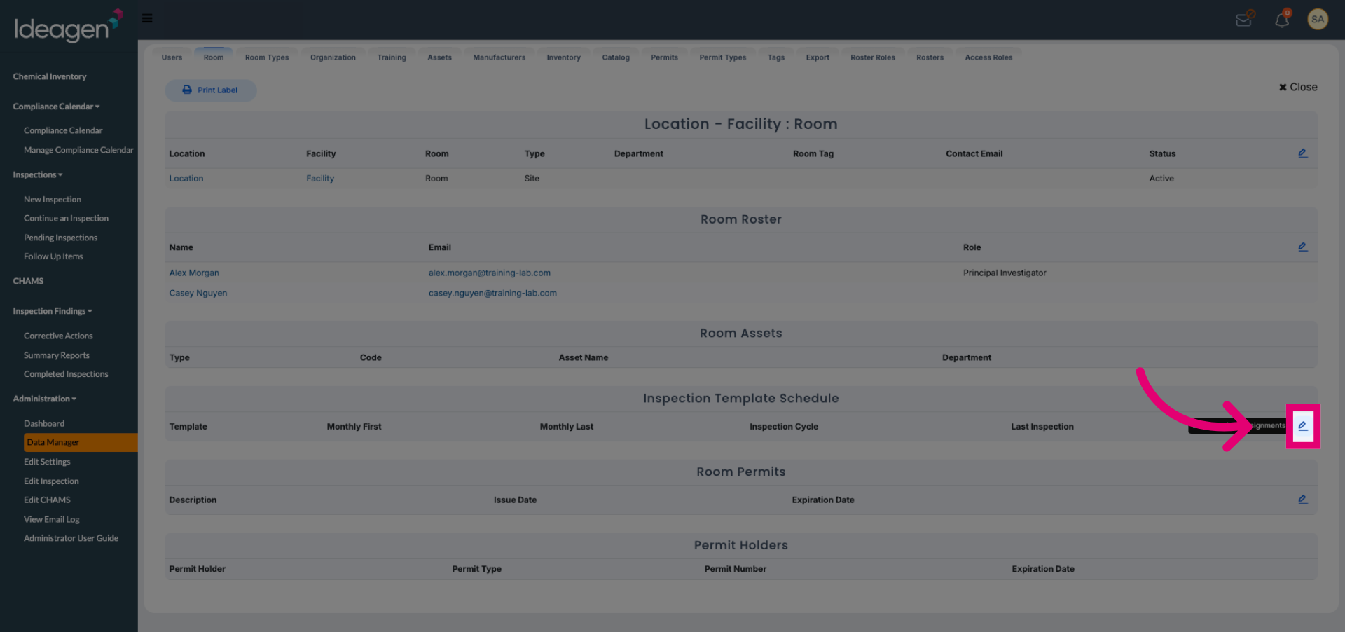 Access Inspection Settings