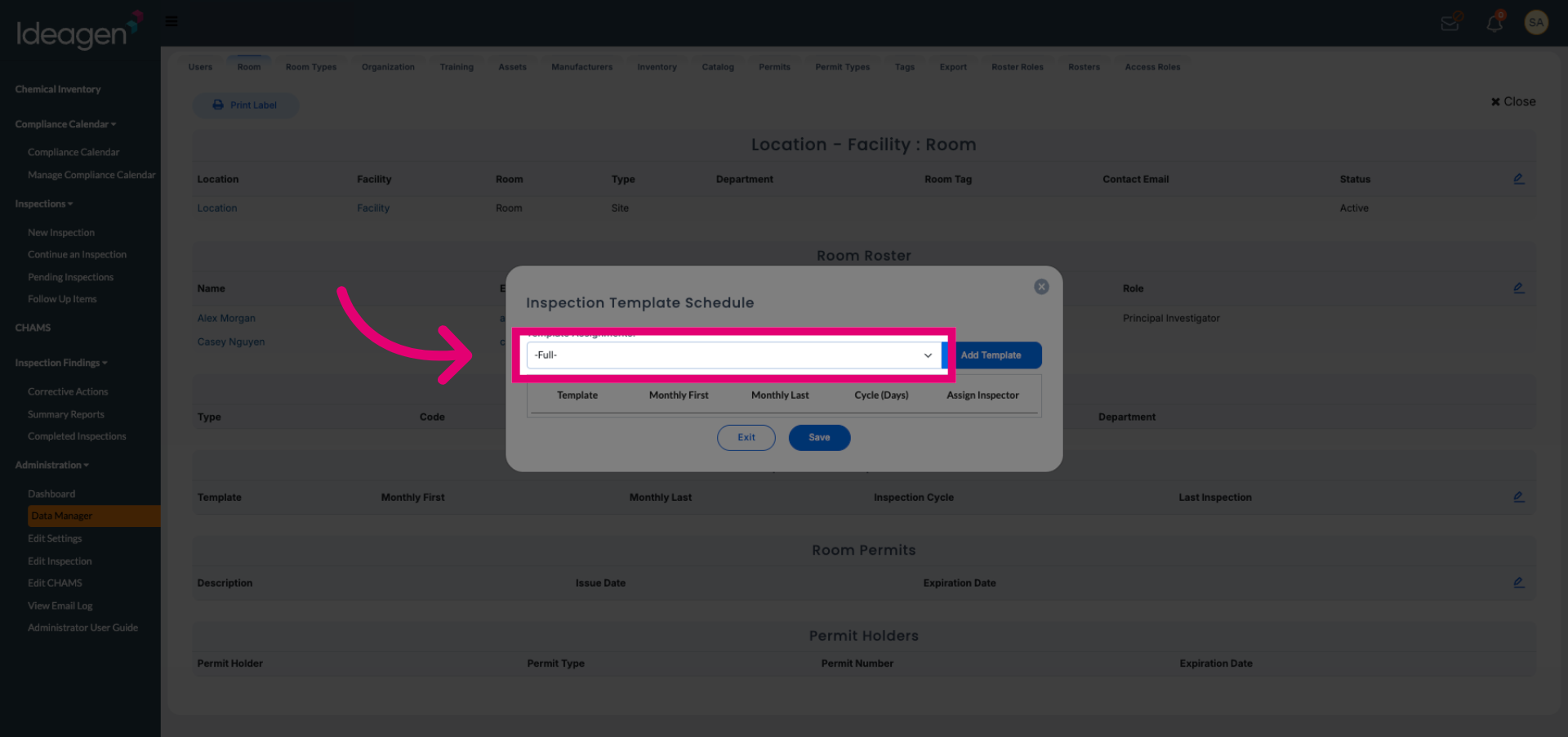 Open Template Dropdown