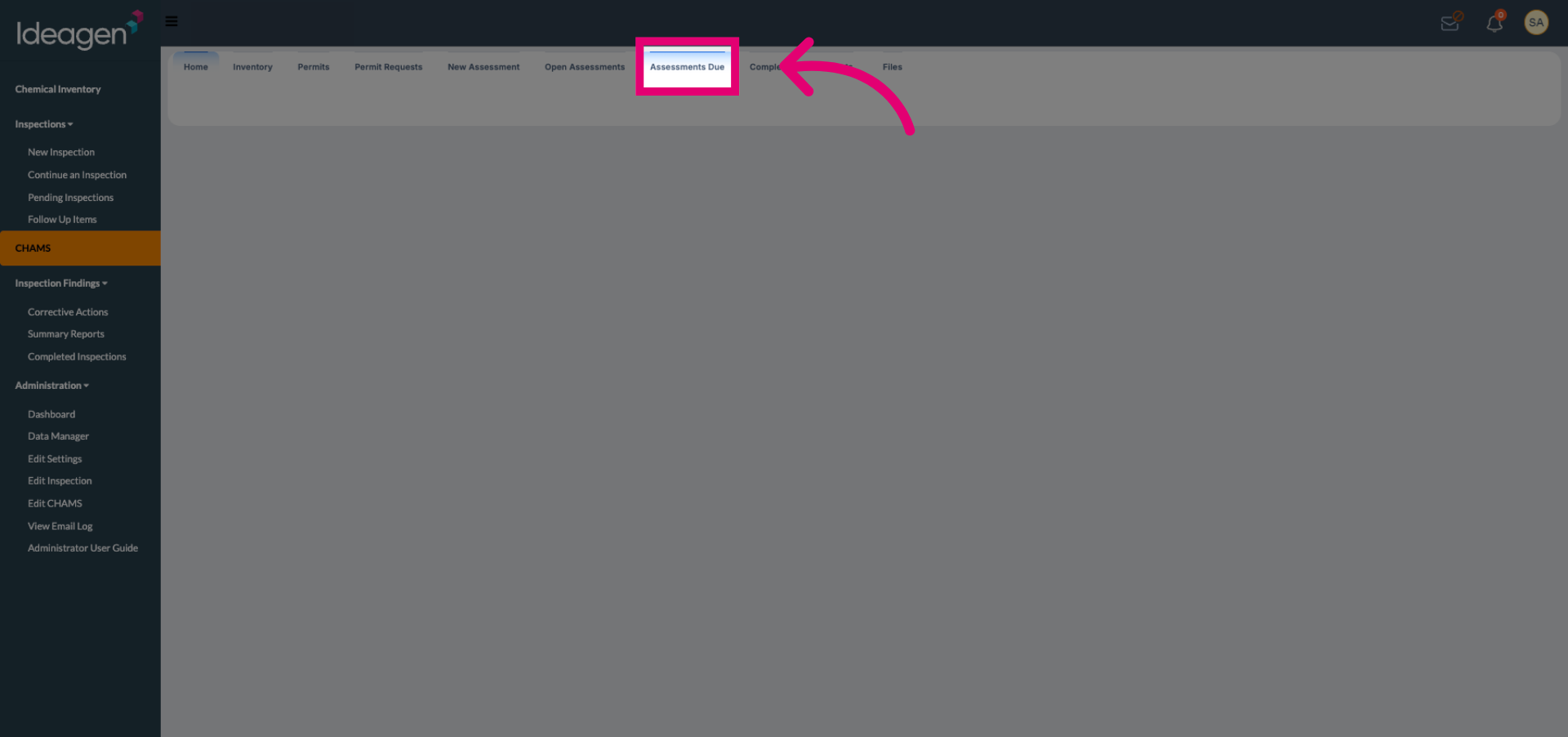 Select Assessments Due Tab