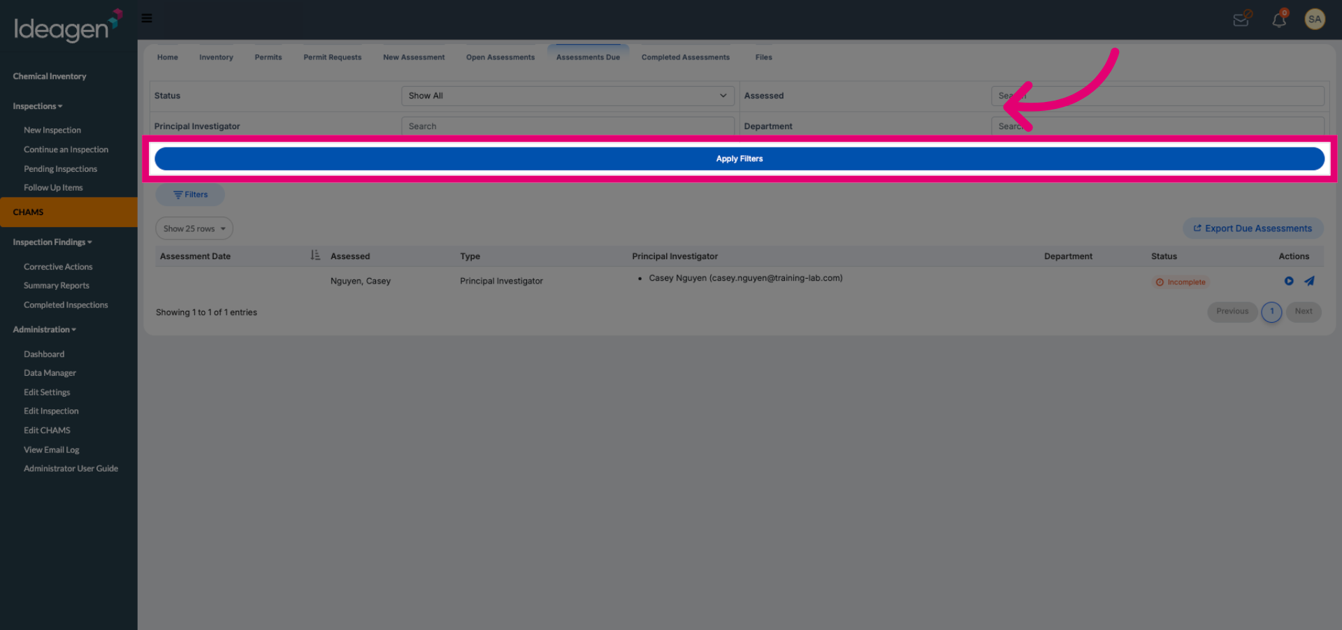 Apply Assessment Filters