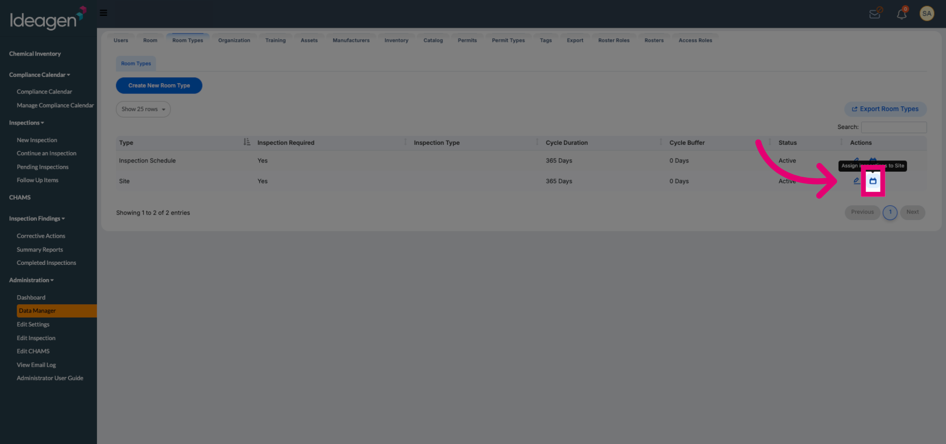 Access Room Types Options