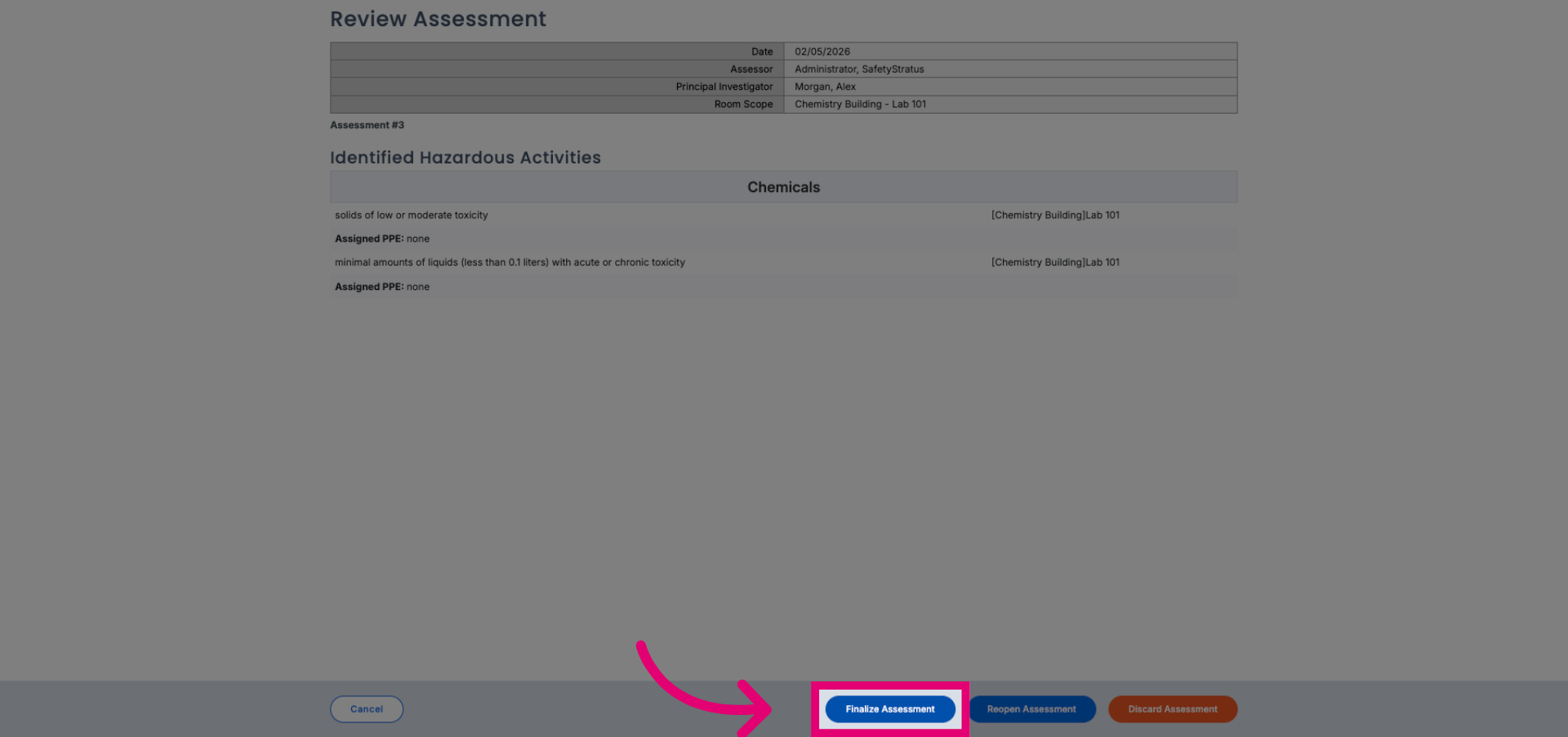 Finalize the Assessment