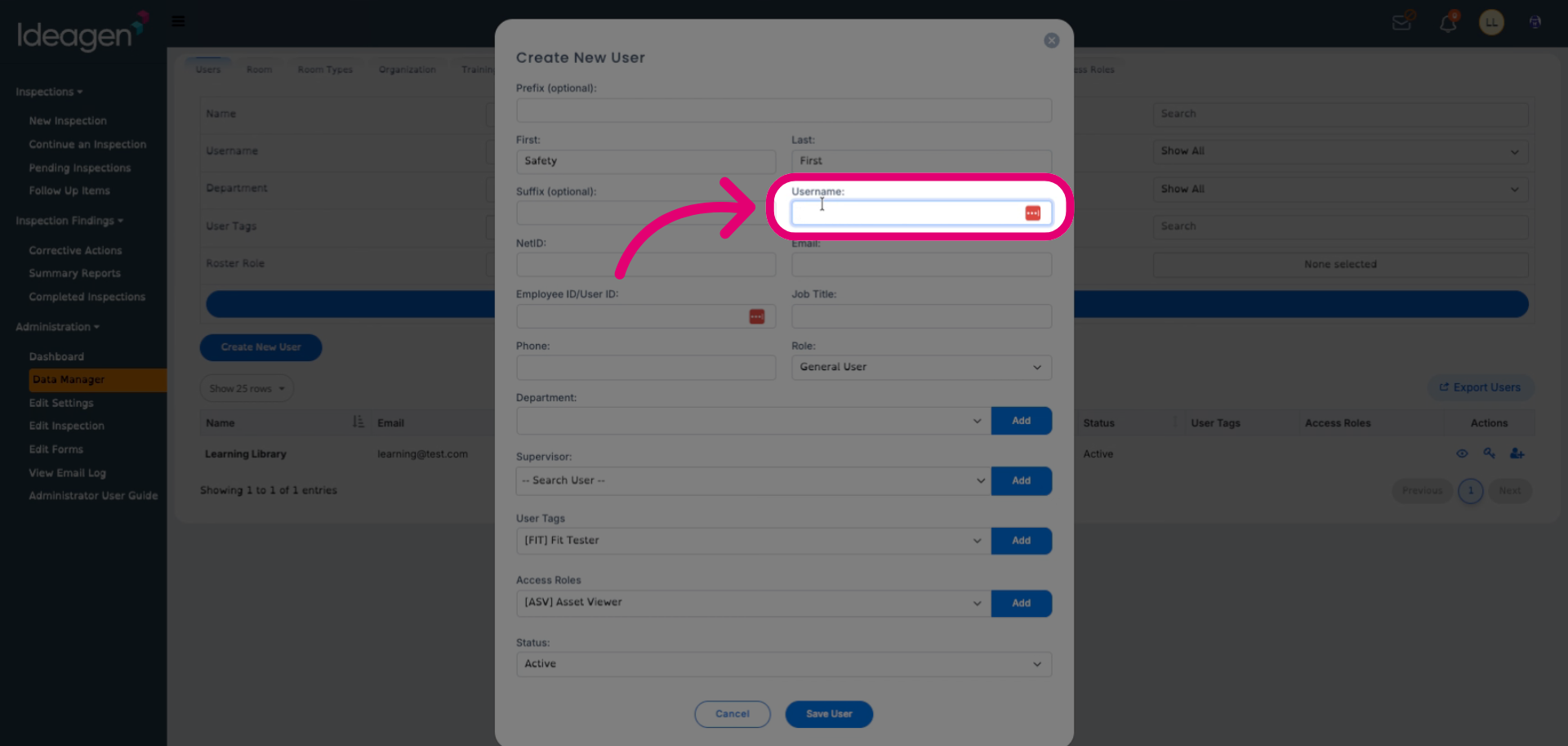 Enter a username