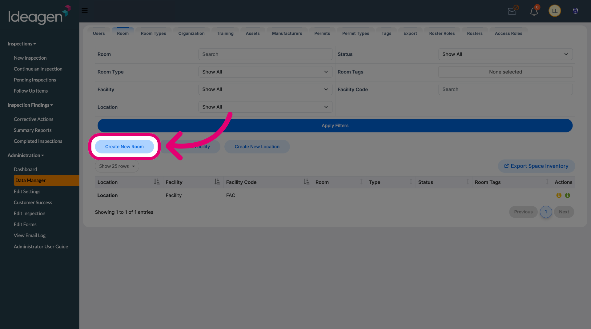 Click 'Create New Room'
