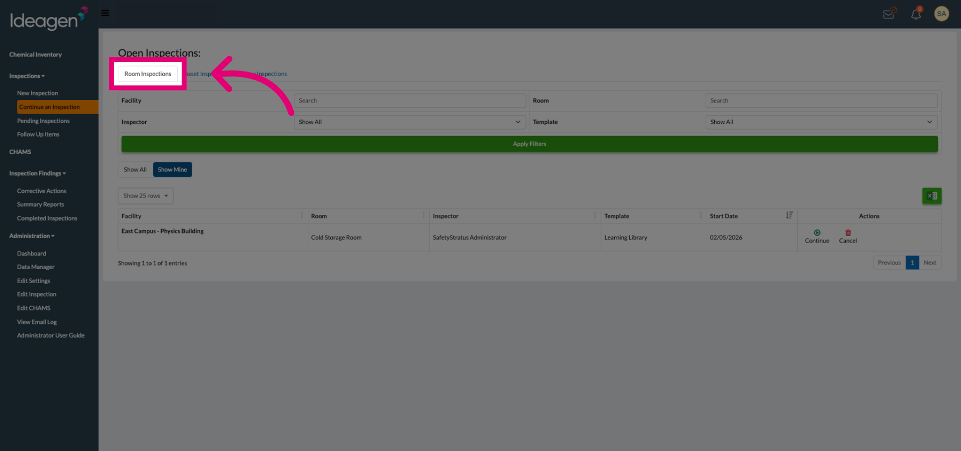 Select Inspections Type