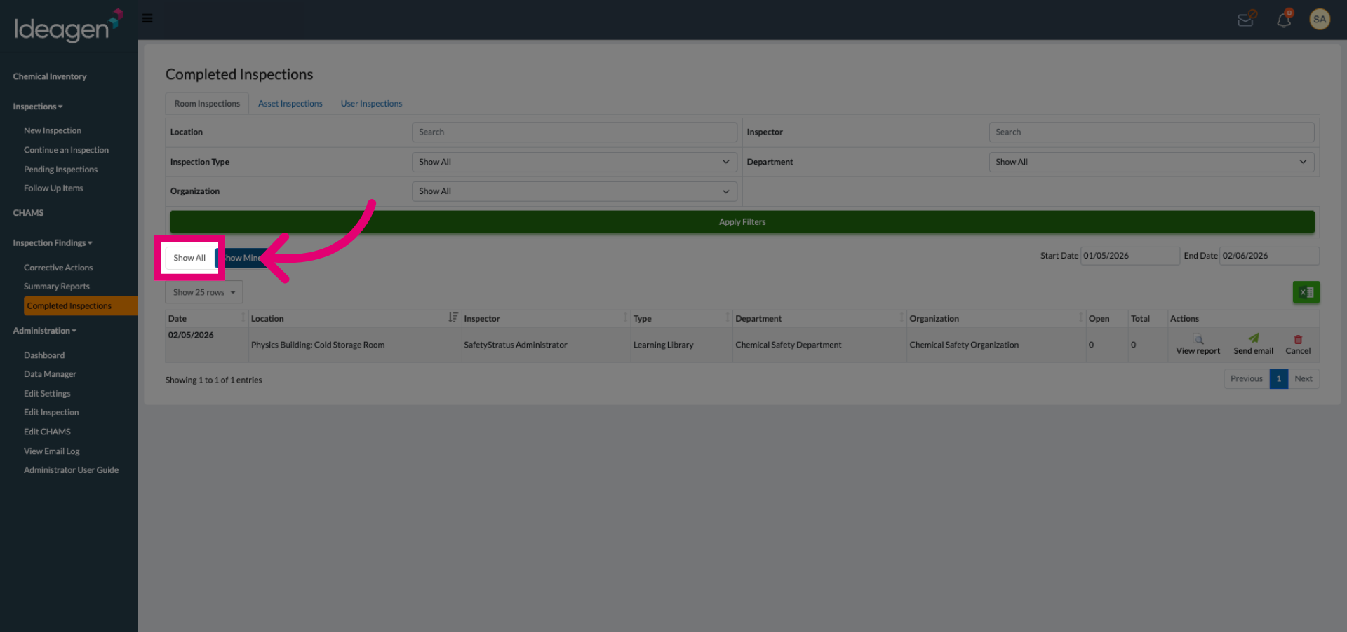 Choose Show All Option