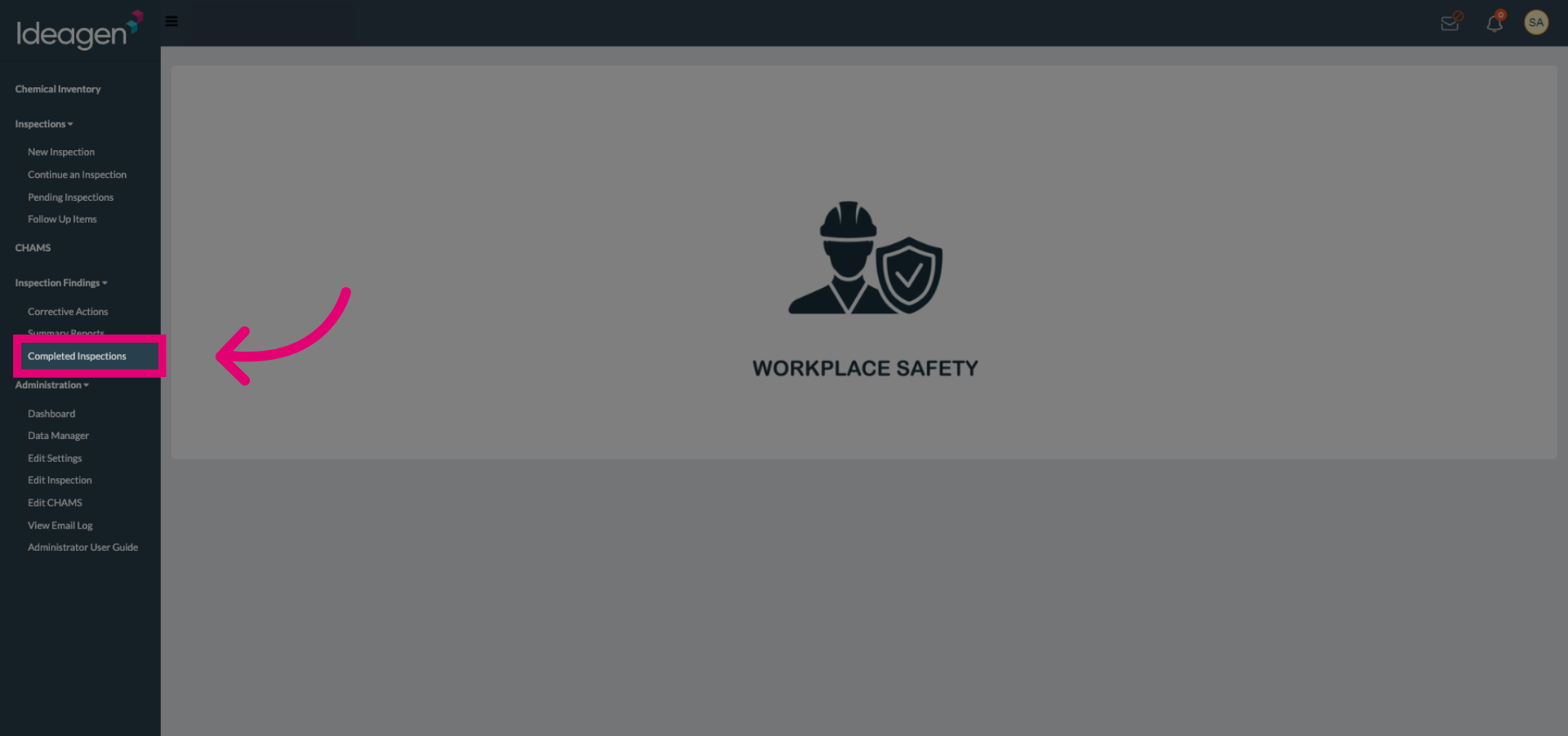 Select Completed Inspections Tab