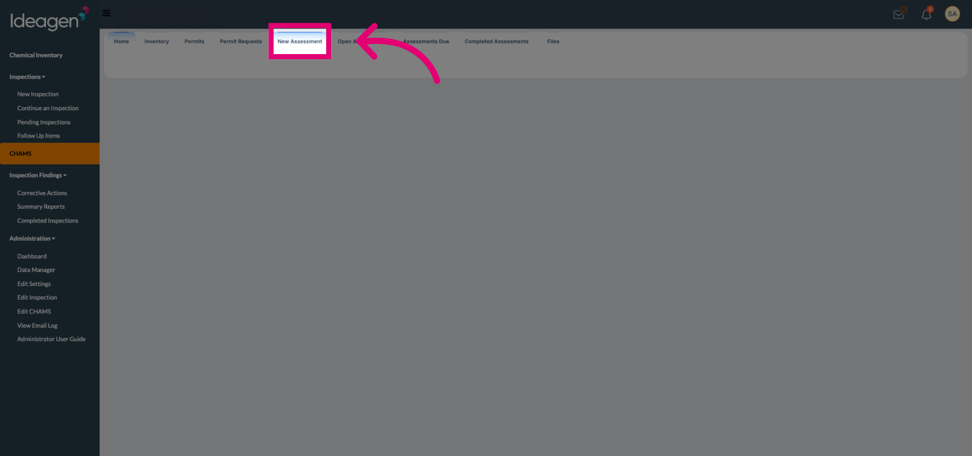 Select New Assessment Option