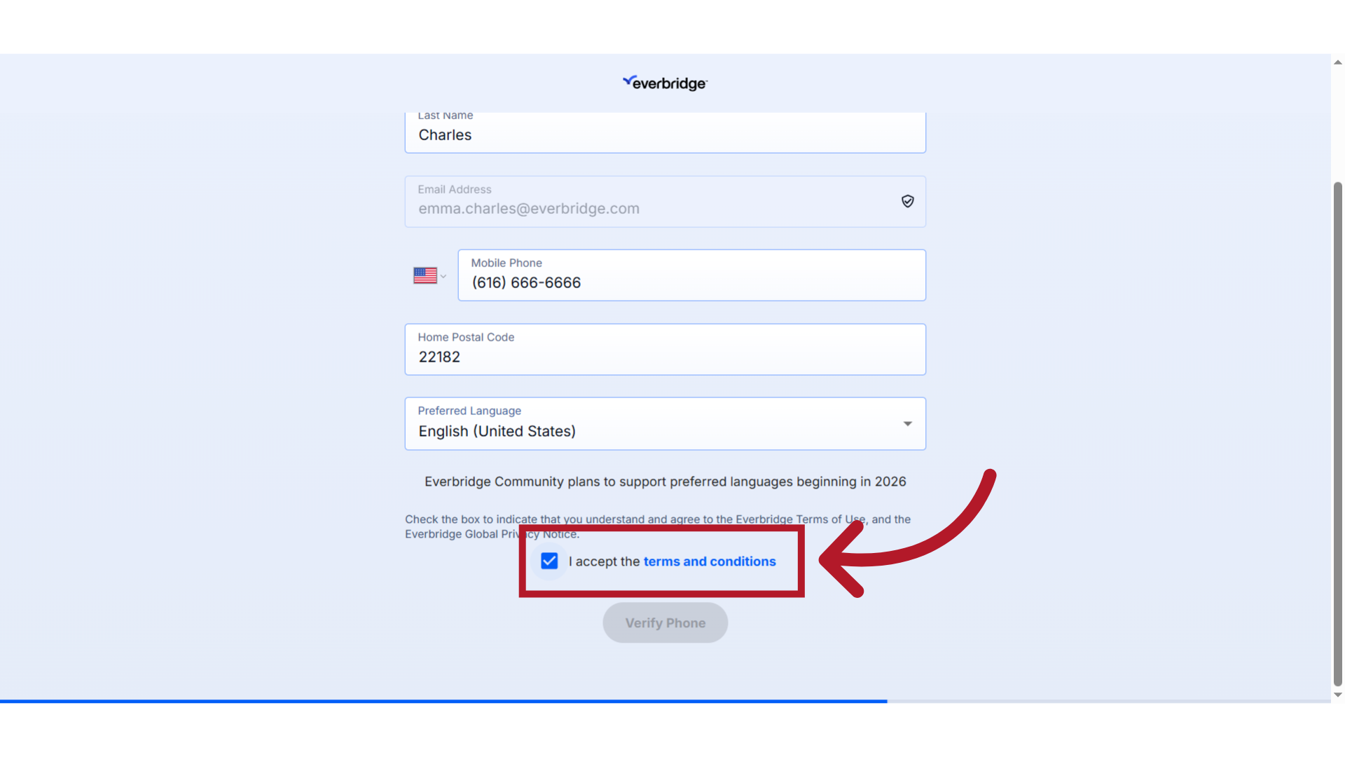 Review and Confirm 'terms and conditions'