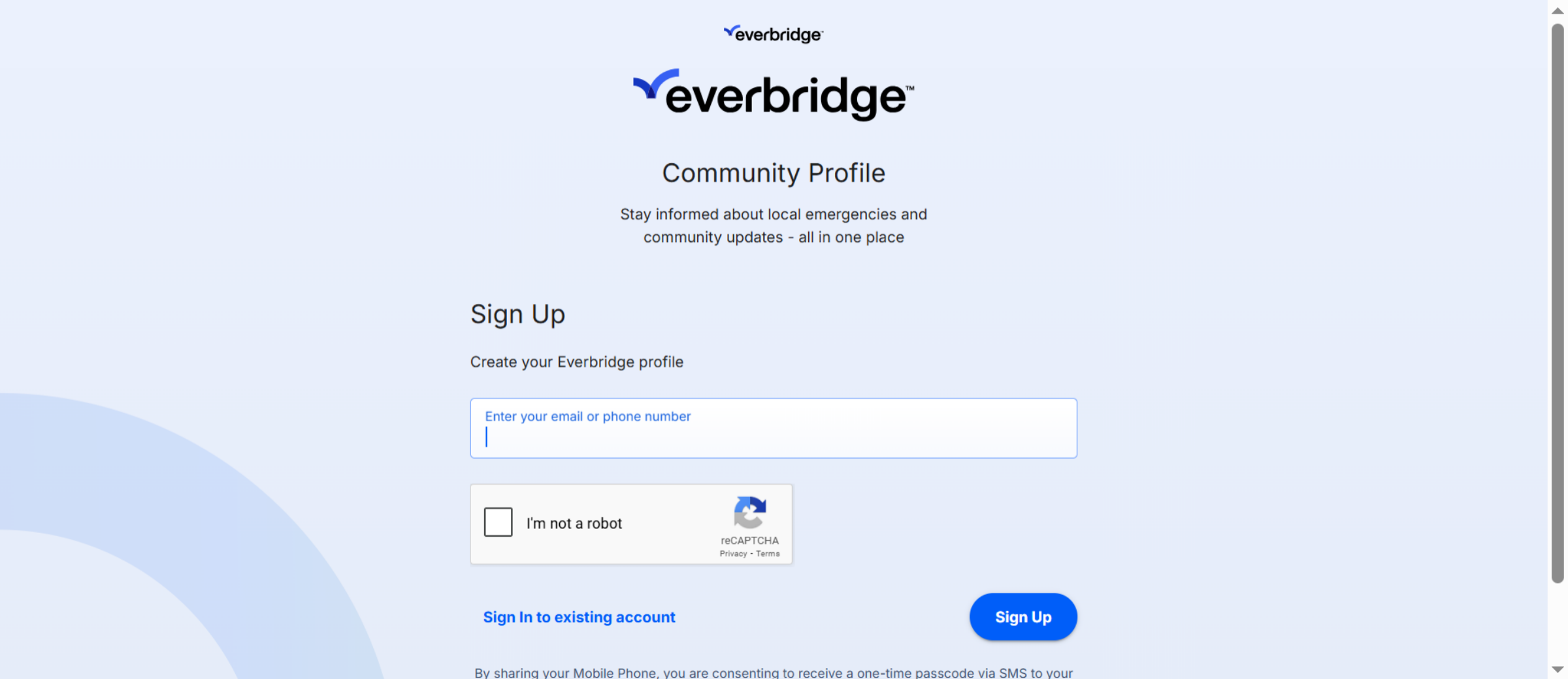 Sign Up Option