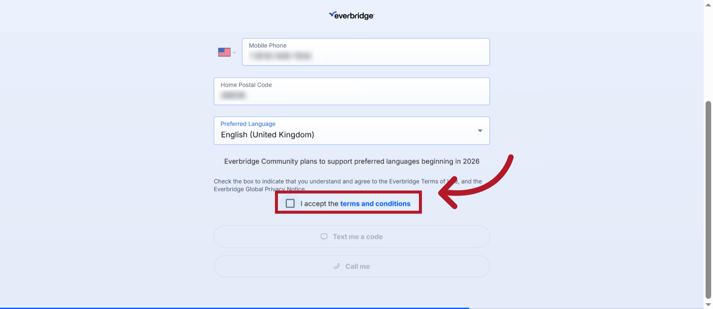 Review and Confirm 'terms and conditions'