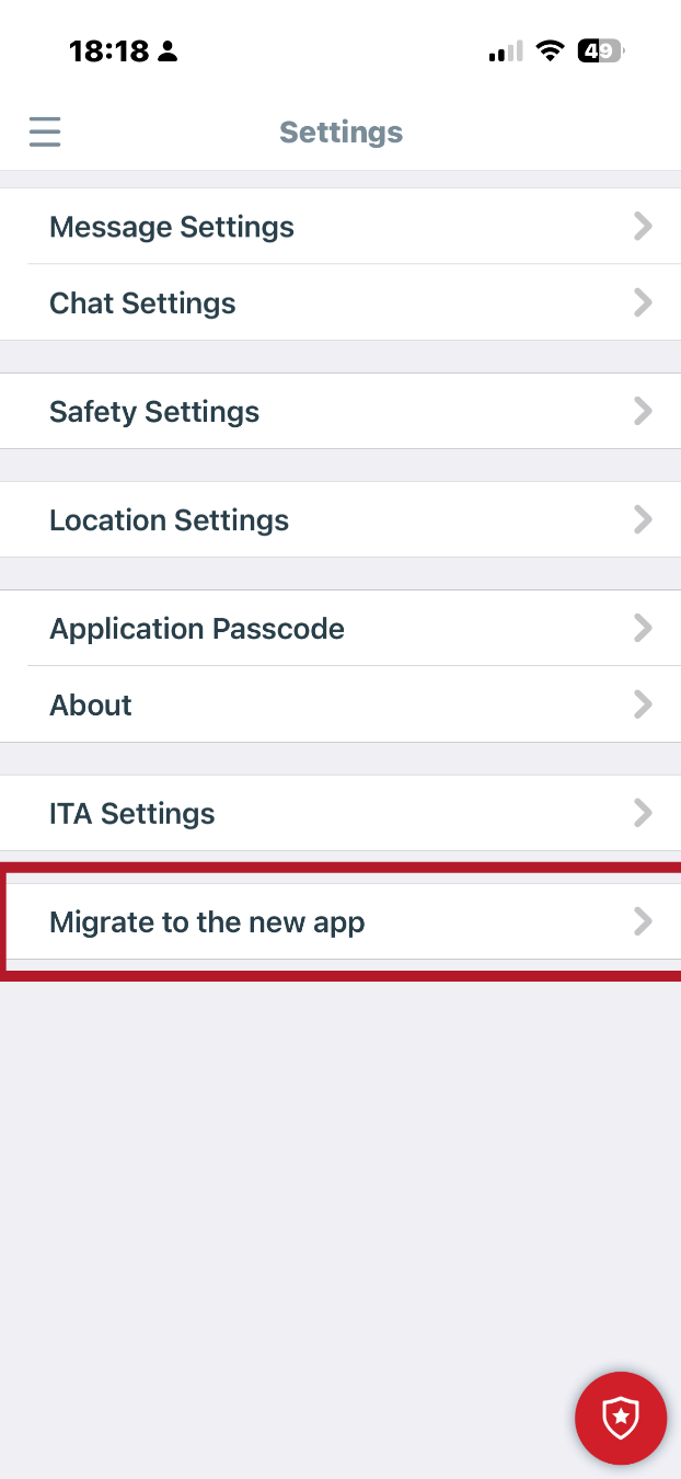 Migrate to New App Option