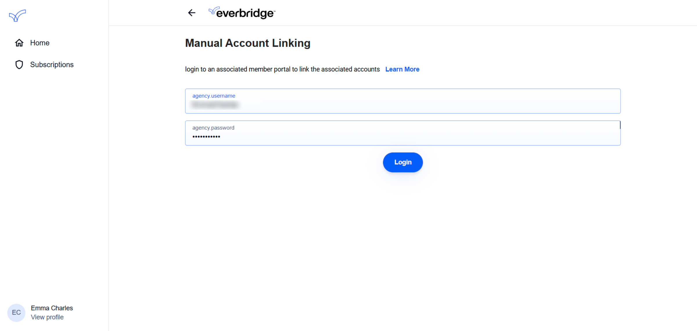 Manual Account Linking login
