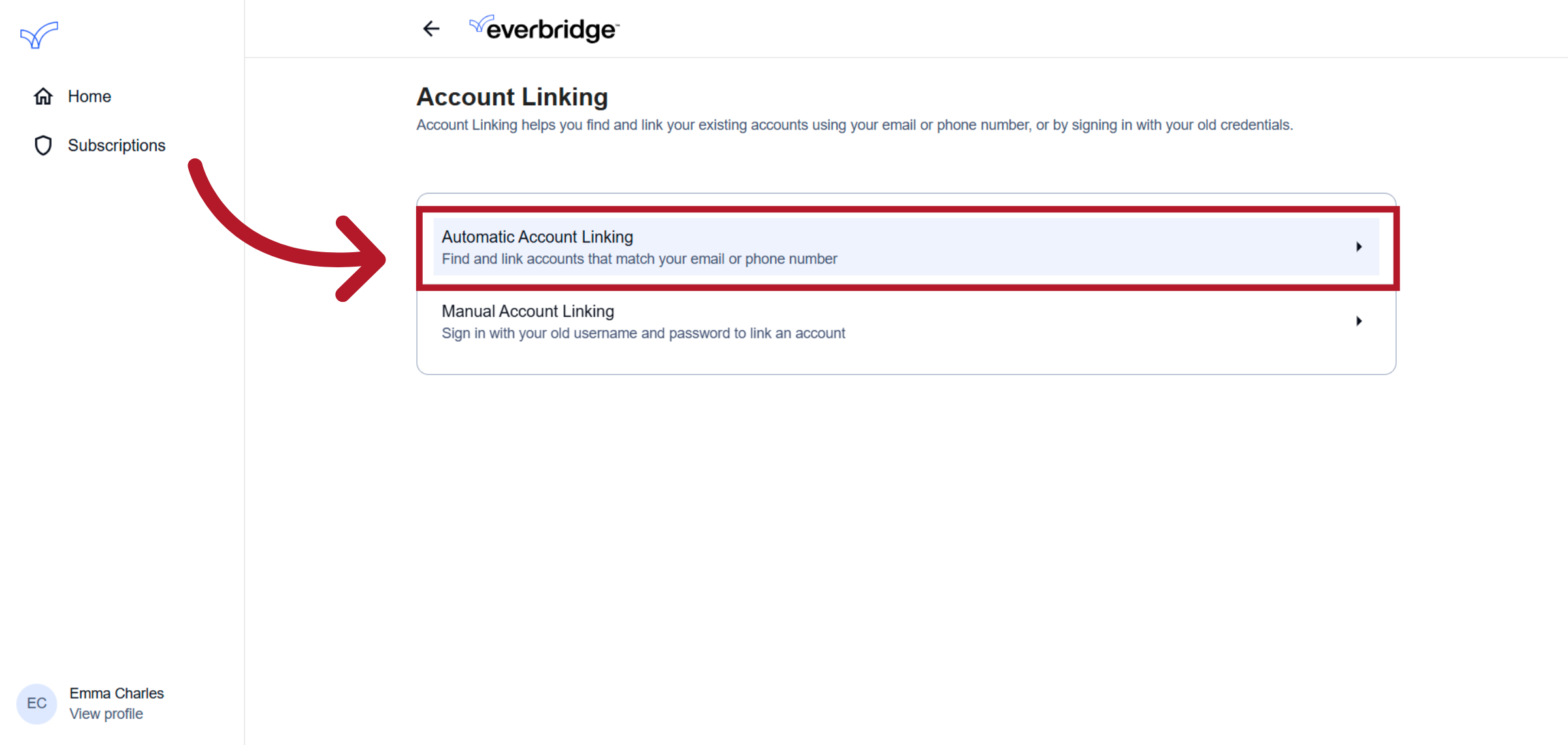 Click 'Automatic Account Linking'