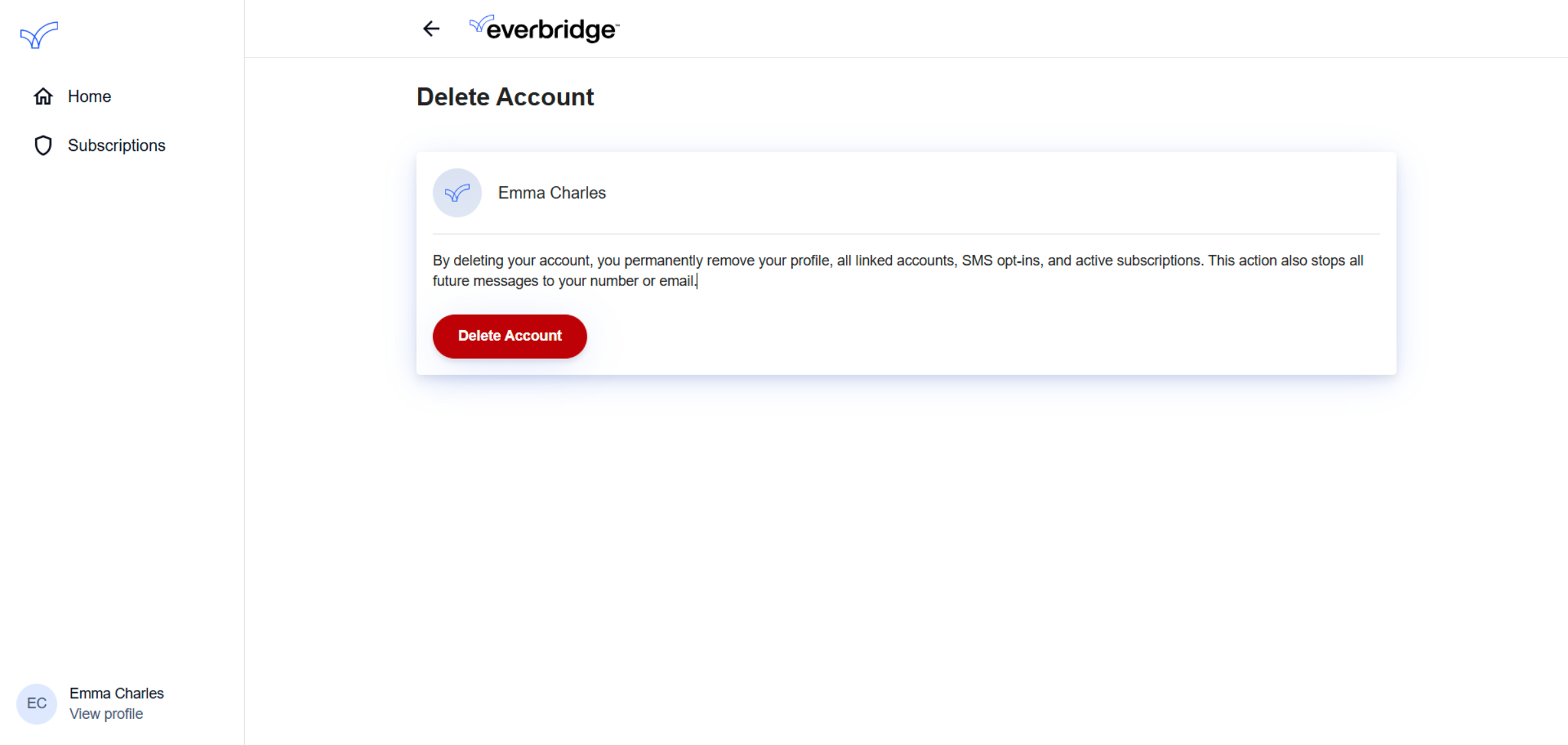 Confirm Account Deletion