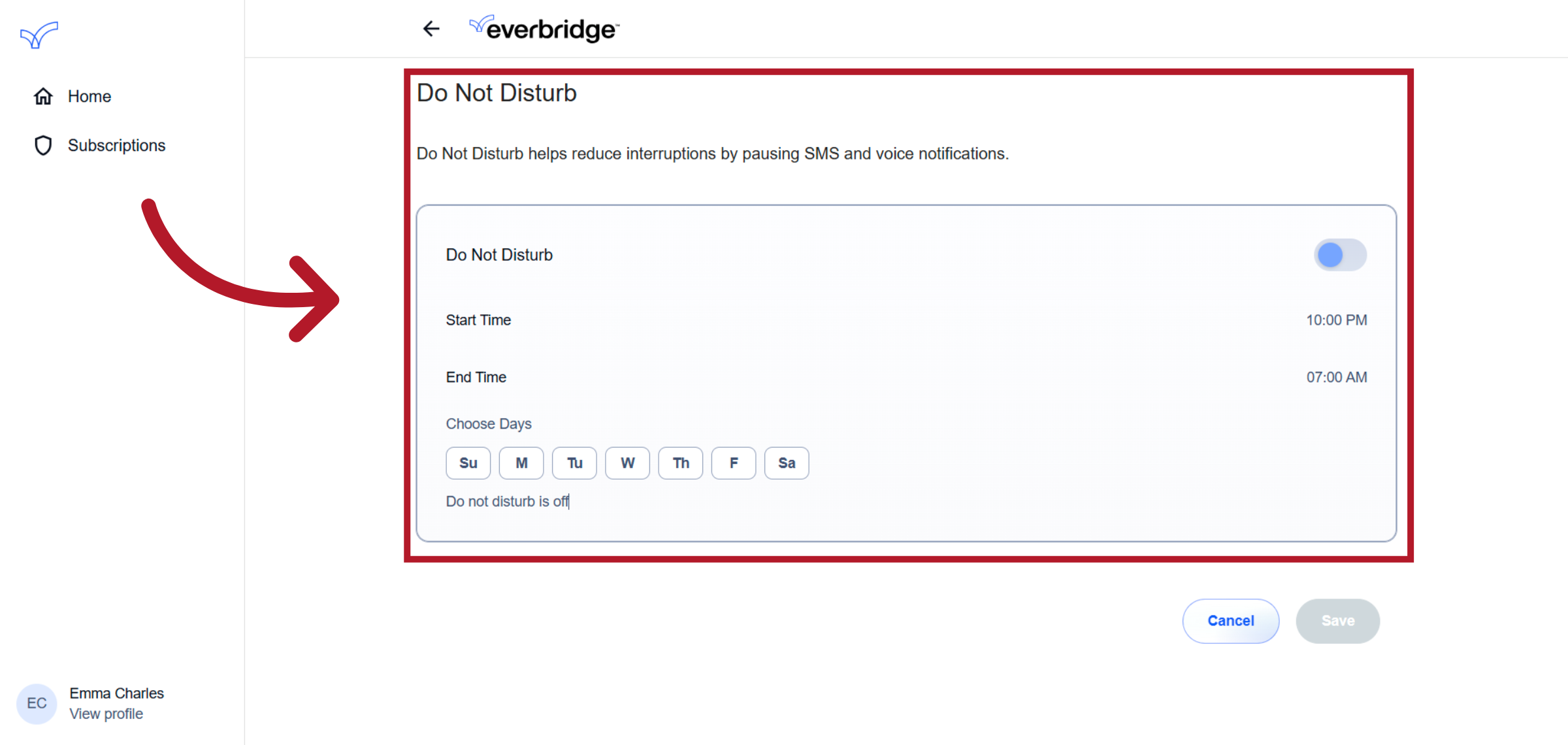 Review Do Not Disturb Options