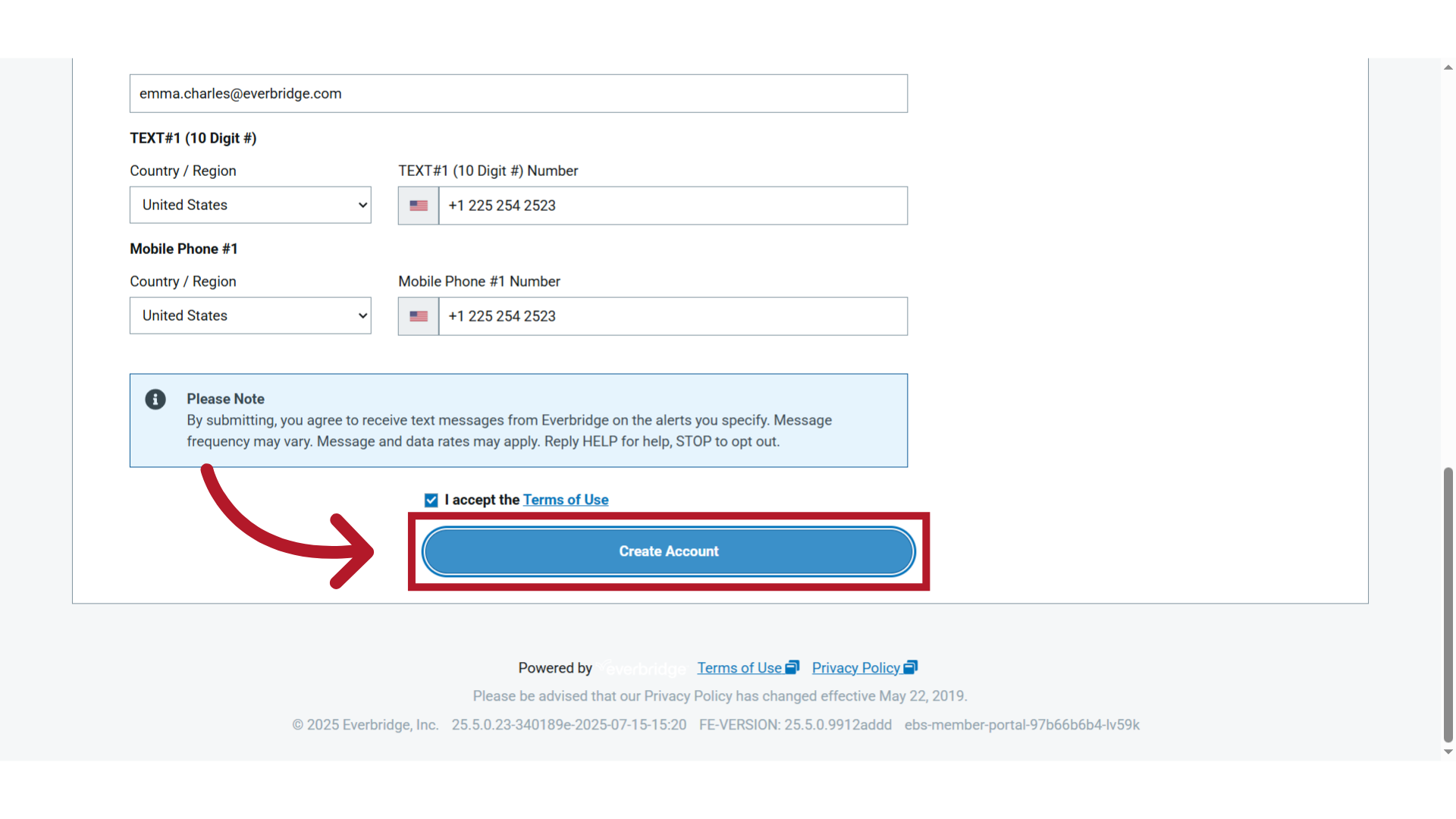 Click 'Create Account'