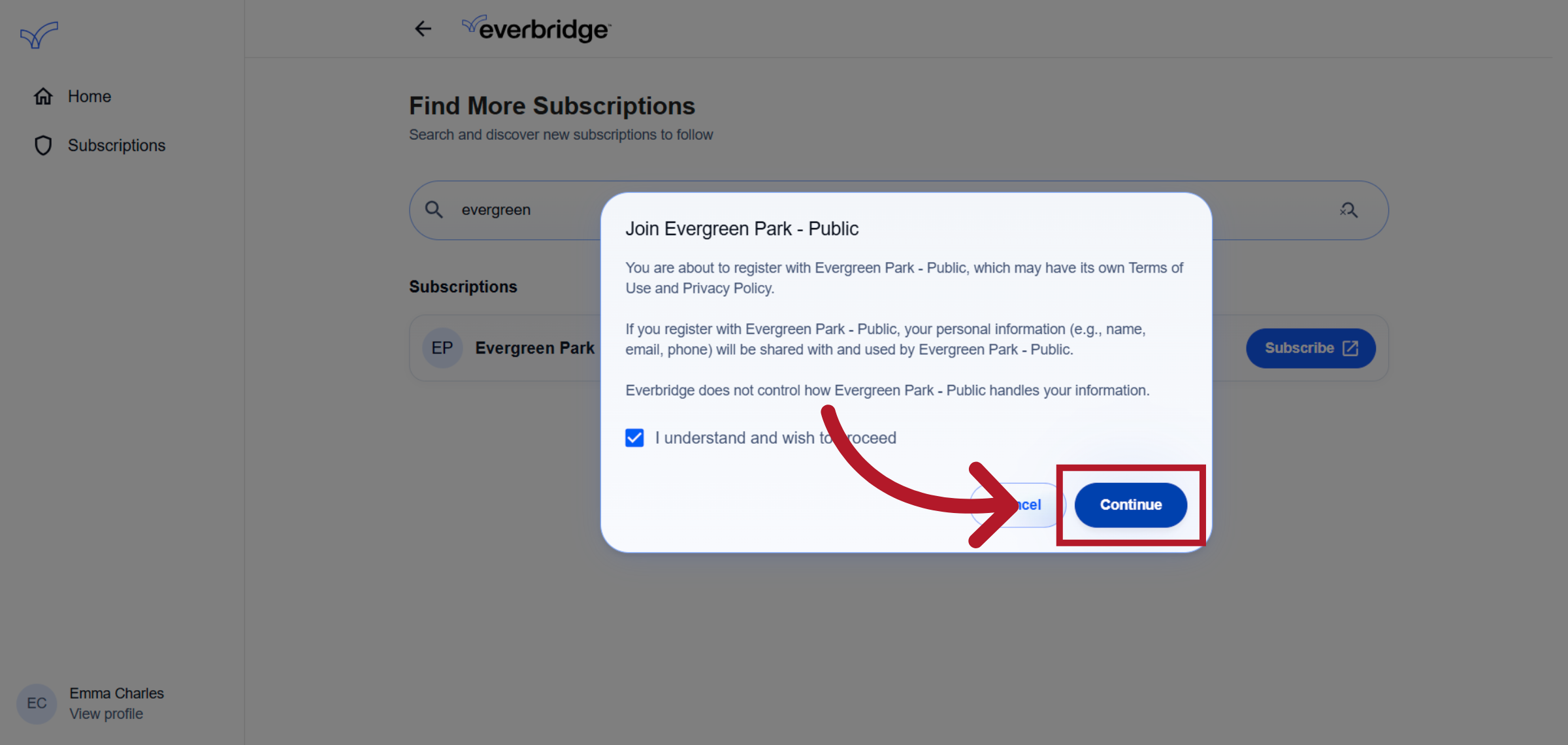 Continue Subscription Process