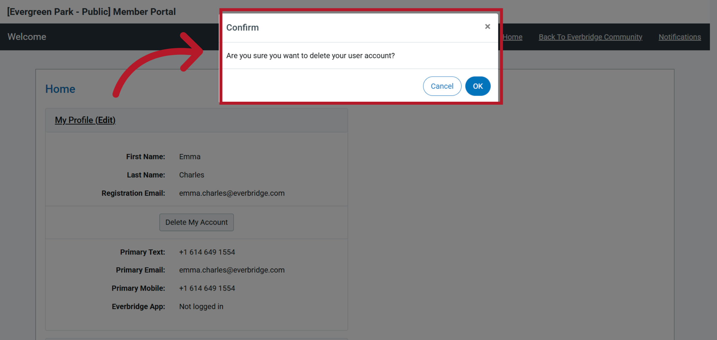 Acknowledge Deletion Warning