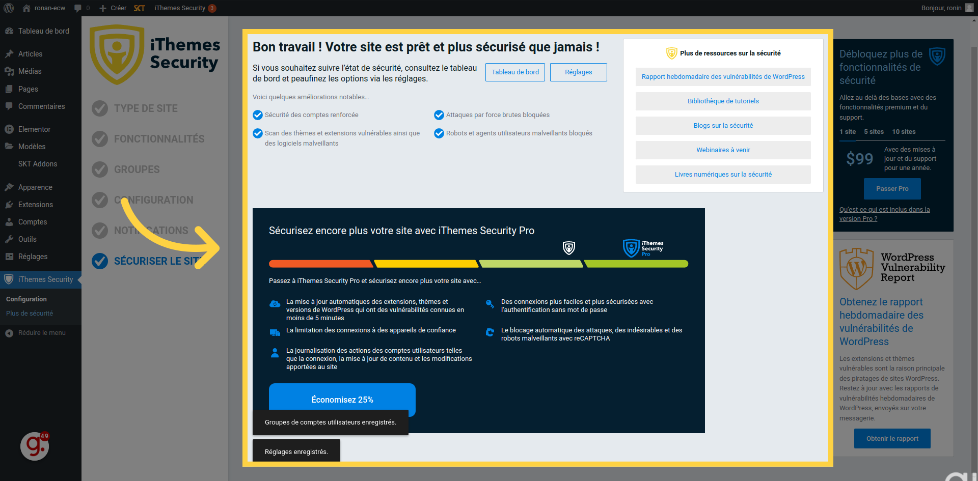 .Bon travail ! Votre site est prêt et sécurisé !