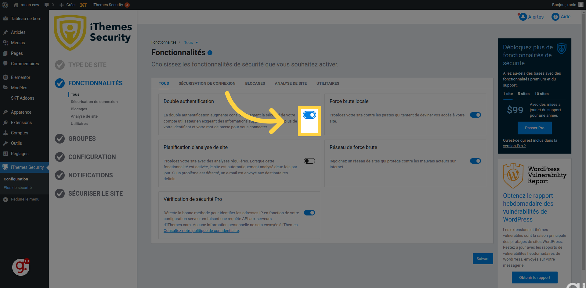 Activer l'authentification à deux facteurs