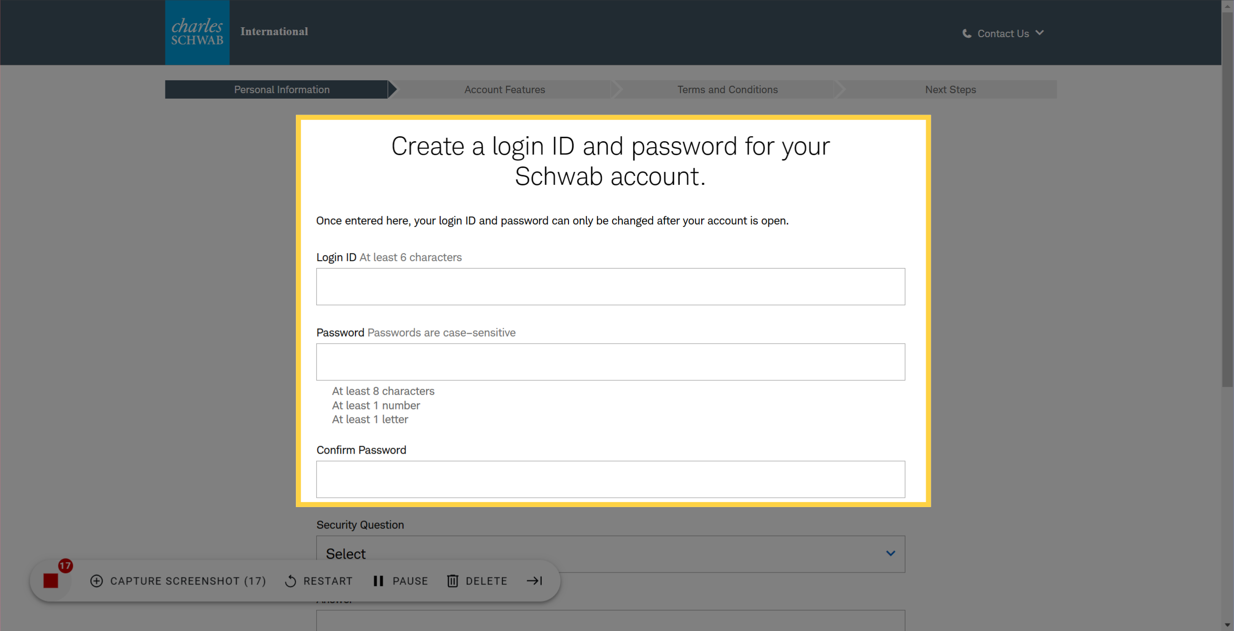 Create a Login ID - Open Account | Schwab