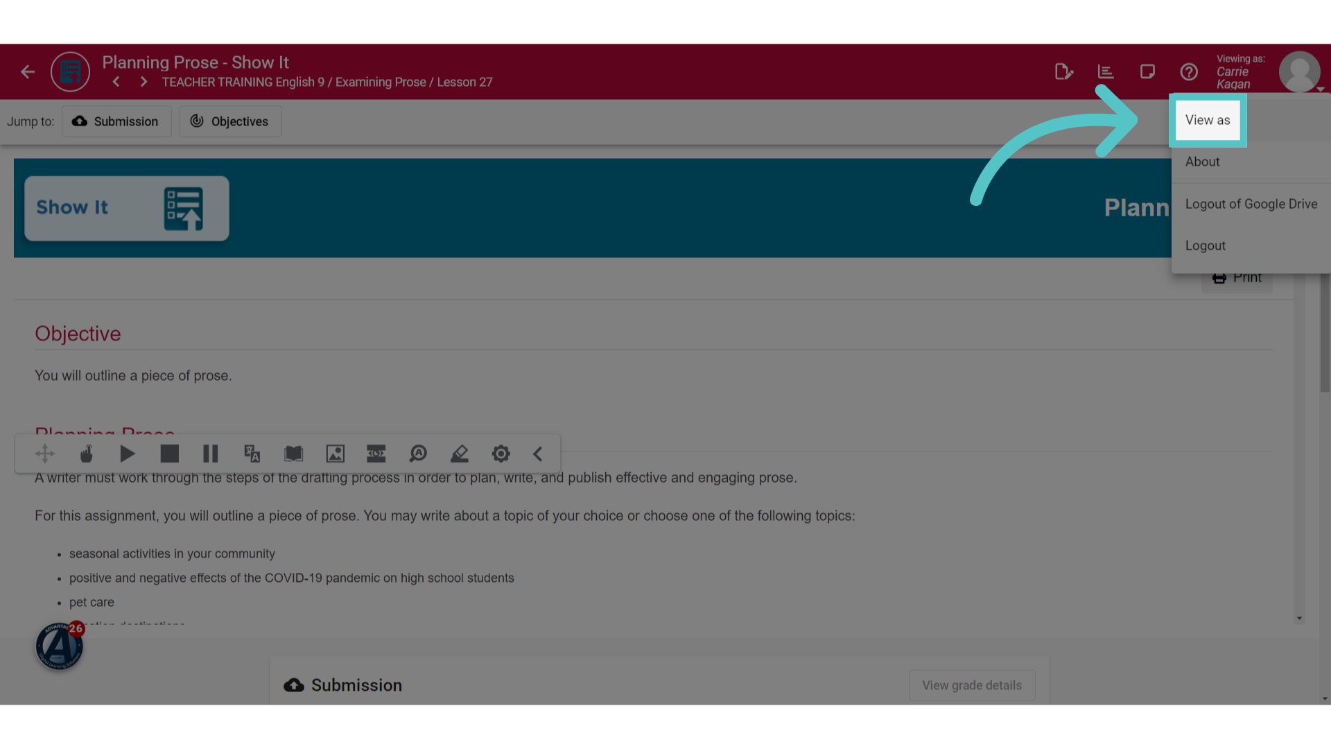 Click 'View as'