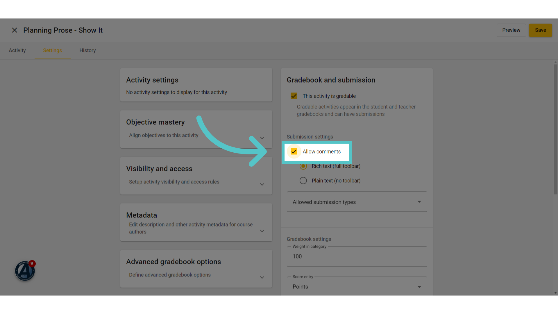 Submission Settings