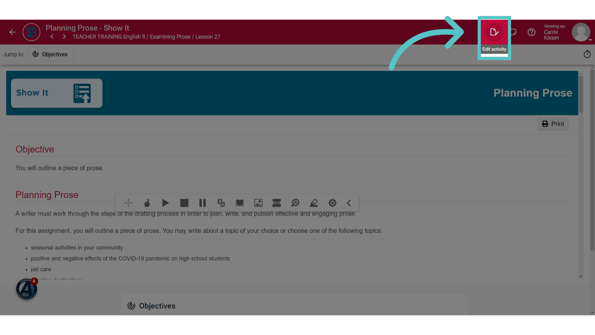 Click 'Edit Activity'