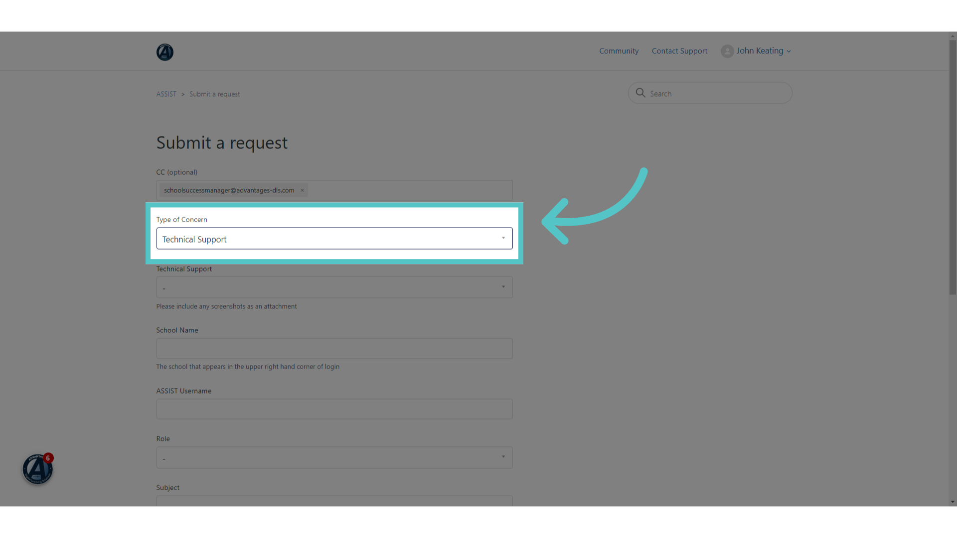 Click 'Technical Support'