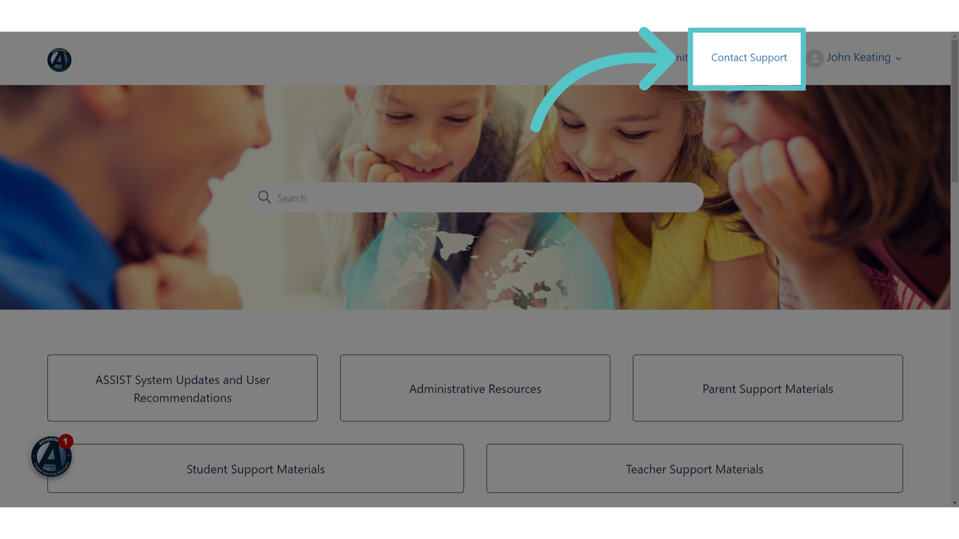 Click 'Contact Support'