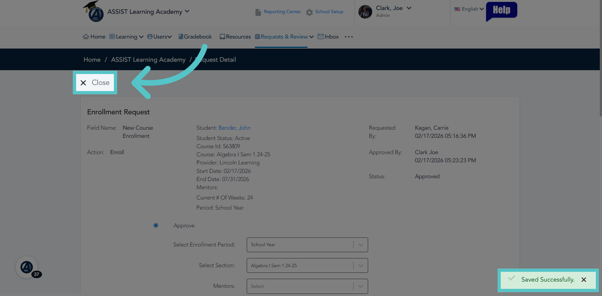 Close Enrollment Window