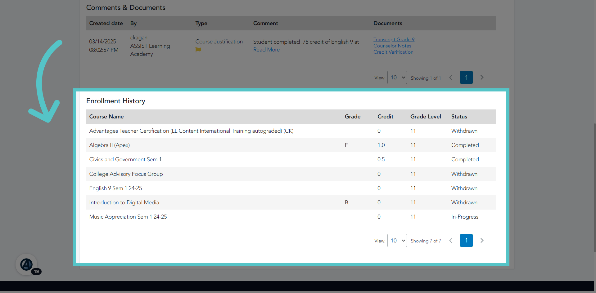 Check Enrollment History