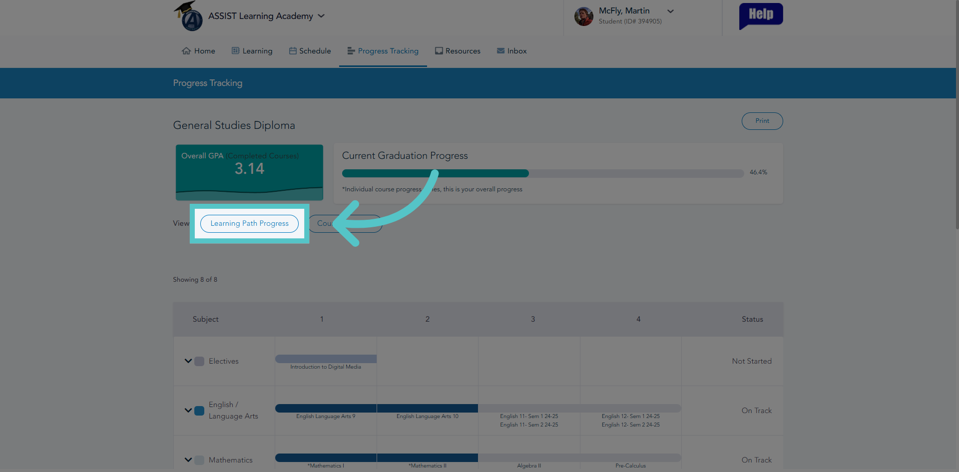 Open Learning Path Progress